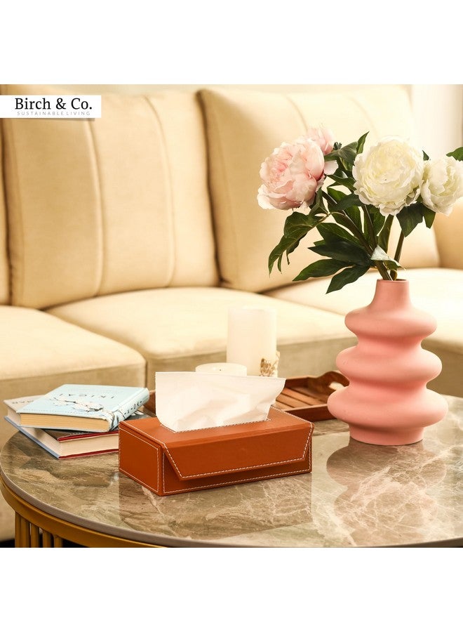 Birch & Co. حامل علبة المناديل من بيرش وشركاه - حامل مناديل - حامل علبة مناديل للسيارة - موزع مناديل للحمام - غطاء مناديل جلد للمنزل - علبة مناديل - علبة مناديل جلدية متينة، سهولة في وضع المناديل، بني - Image 3
