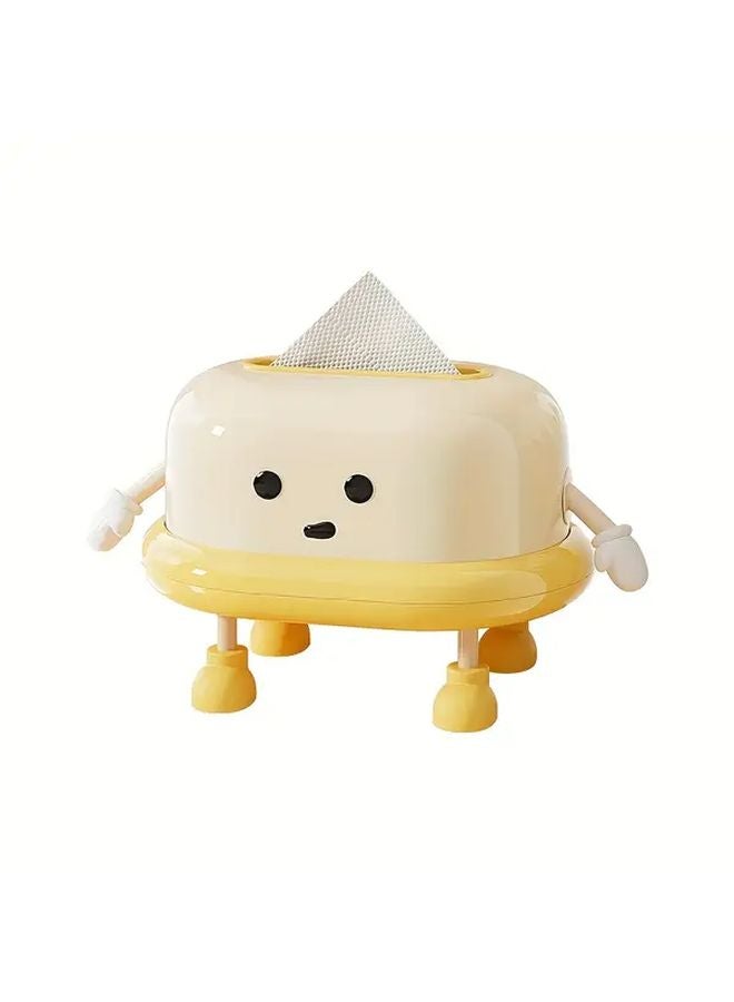 Uforu Cream White Spring Loaded Tissue Box Holder Modern Square Plastic Design - Image 5