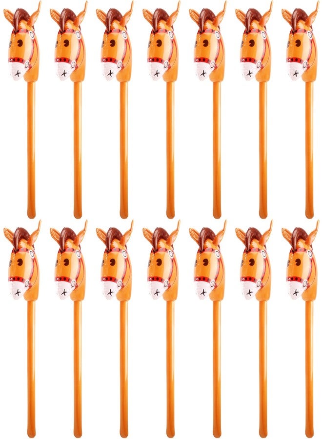 Haconba 14 Pack 40 Inch Inflatable Stick Horse Blow up Cowboy Cowgirl Pony Horse head Stick Balloon for Birthday Christmas Baby Shower Cowboy Theme Party Favors (Color Set 2) - Image 1
