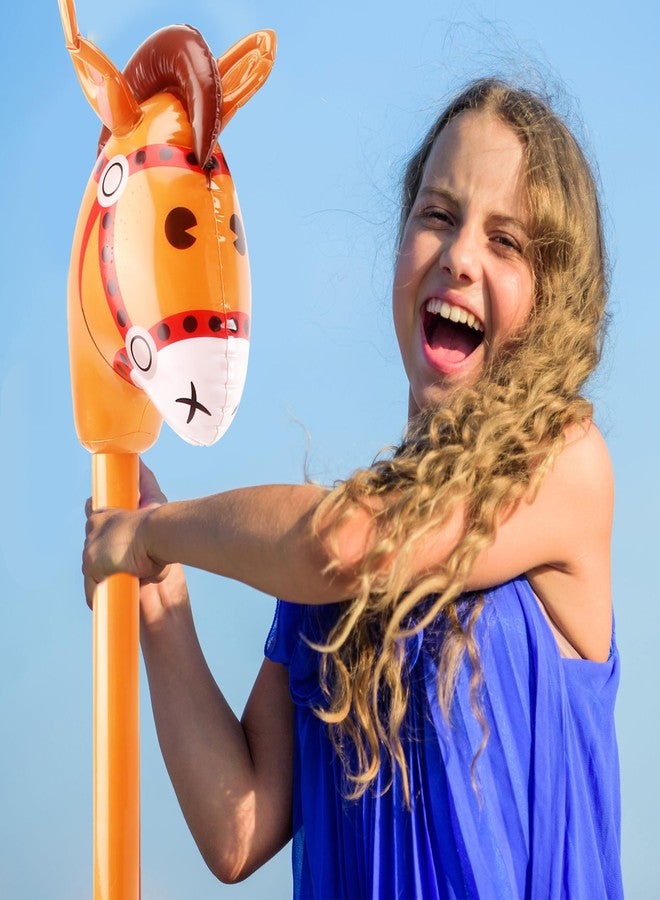 Haconba 14 Pack 40 Inch Inflatable Stick Horse Blow up Cowboy Cowgirl Pony Horse head Stick Balloon for Birthday Christmas Baby Shower Cowboy Theme Party Favors (Color Set 2) - Image 3
