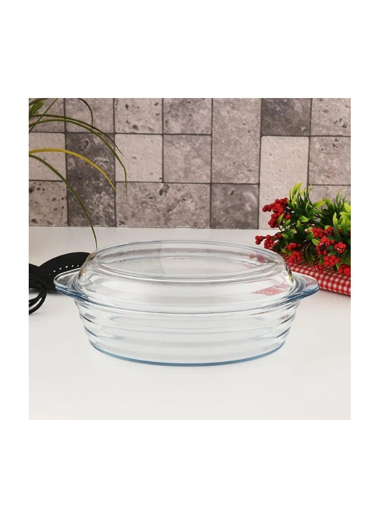 بوركام وعاء زجاجي بيضاوي الشكل من بوركام مع غطاء - (2900 مل) - صنع في تركيا - Image 2