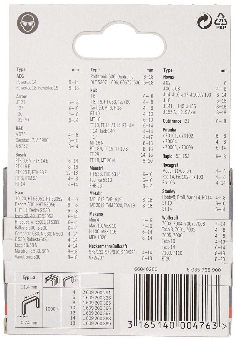 Bosch Professional Fine Wire Staples With Length 10mm, Pack Of 1000, Suitable For Ht 14 Tackers - Image 2