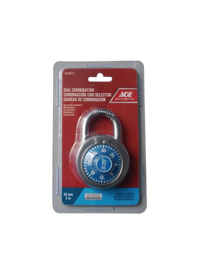 ACE Anti-Theft Tamper-Resistant Stainless Steel Combination Padlock Silver and Blue 5cm AJ14023 