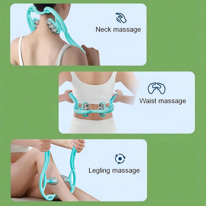 LEACHOI Manual Cervical Neck MassagerWith 6 Wheels And 12 Magnets It Can Be Used To Massage The Cervical Spine Waist And Legs Relieve Pain Prevent Muscle Relaxation And Promote Blood Circulation Blue - Image 5