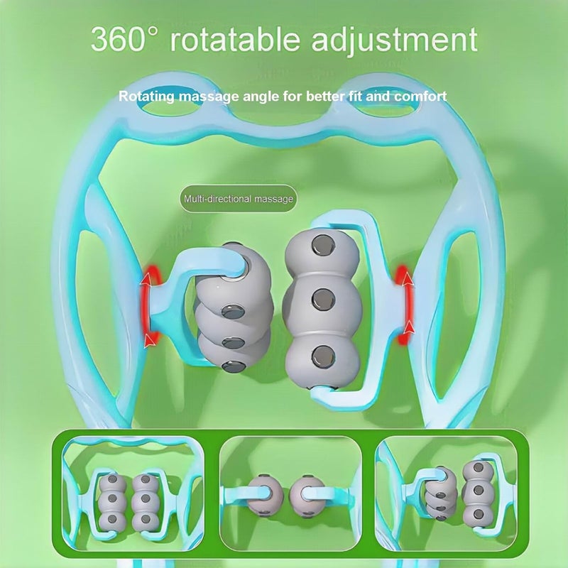 LEACHOI Manual Cervical Neck MassagerWith 6 Wheels And 12 Magnets It Can Be Used To Massage The Cervical Spine Waist And Legs Relieve Pain Prevent Muscle Relaxation And Promote Blood Circulation Blue - Image 4