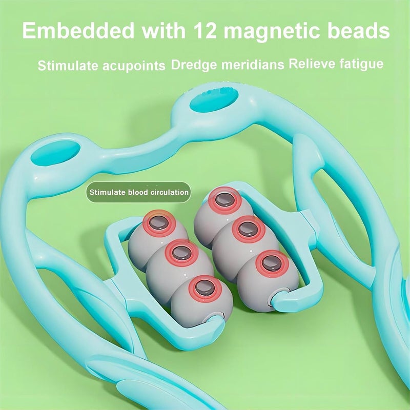 LEACHOI Manual Cervical Neck MassagerWith 6 Wheels And 12 Magnets It Can Be Used To Massage The Cervical Spine Waist And Legs Relieve Pain Prevent Muscle Relaxation And Promote Blood Circulation Blue - Image 3