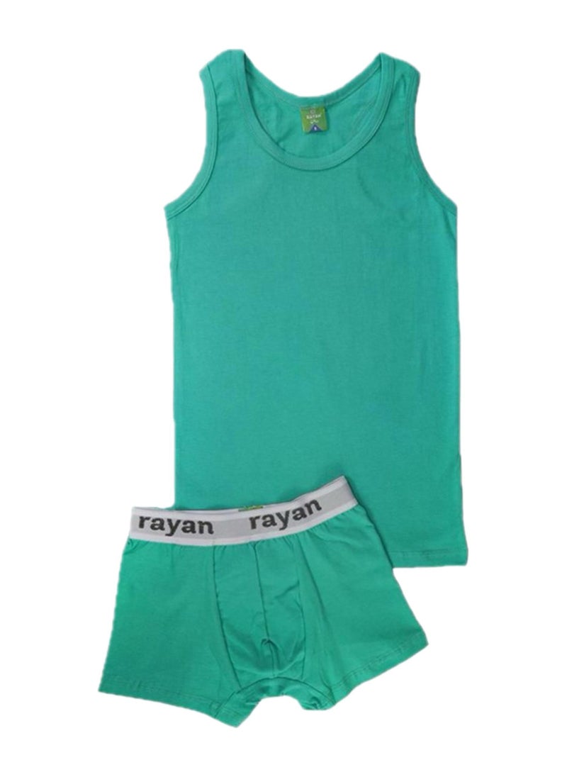 Rayan 3 - Sets Boys/Kids Undershirt And Boxer Underwear Boy Set Green  - Image 2