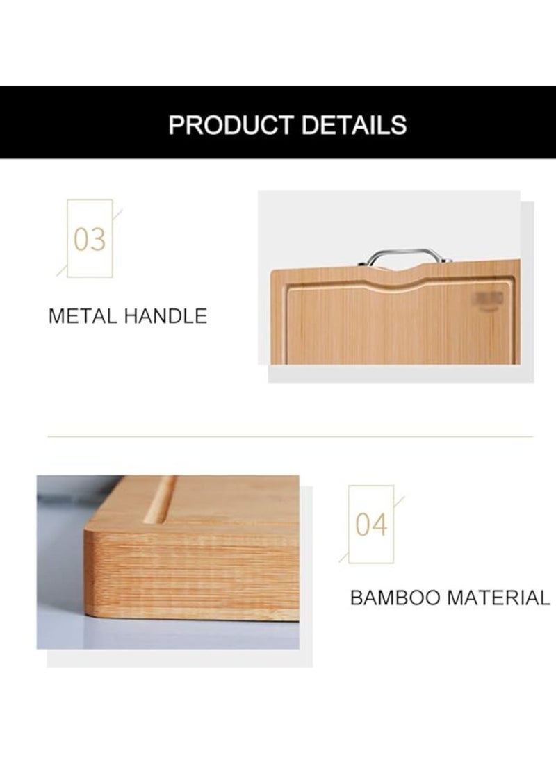 Yuwell Bamboo Cutting Boards For Kitchen Wooden Cutting Board For Chopping Meat, Vegetables, Fruits, Cheese, Knife Friendly Serving Tray With Handles 45X32CM  - Image 5
