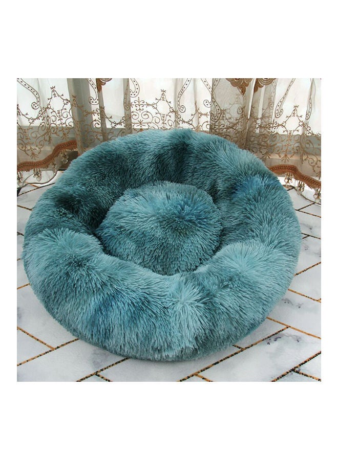 NIBEMINENT Faux Fur Pet Cuddler Round Cushion Bed Blue - Image 2