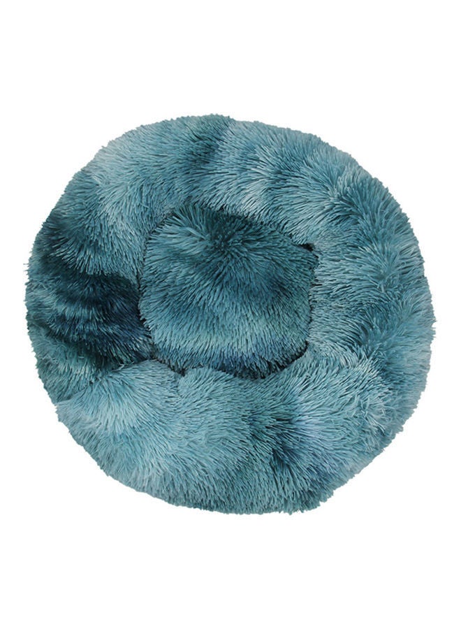 NIBEMINENT Faux Fur Pet Cuddler Round Cushion Bed Blue - Image 1