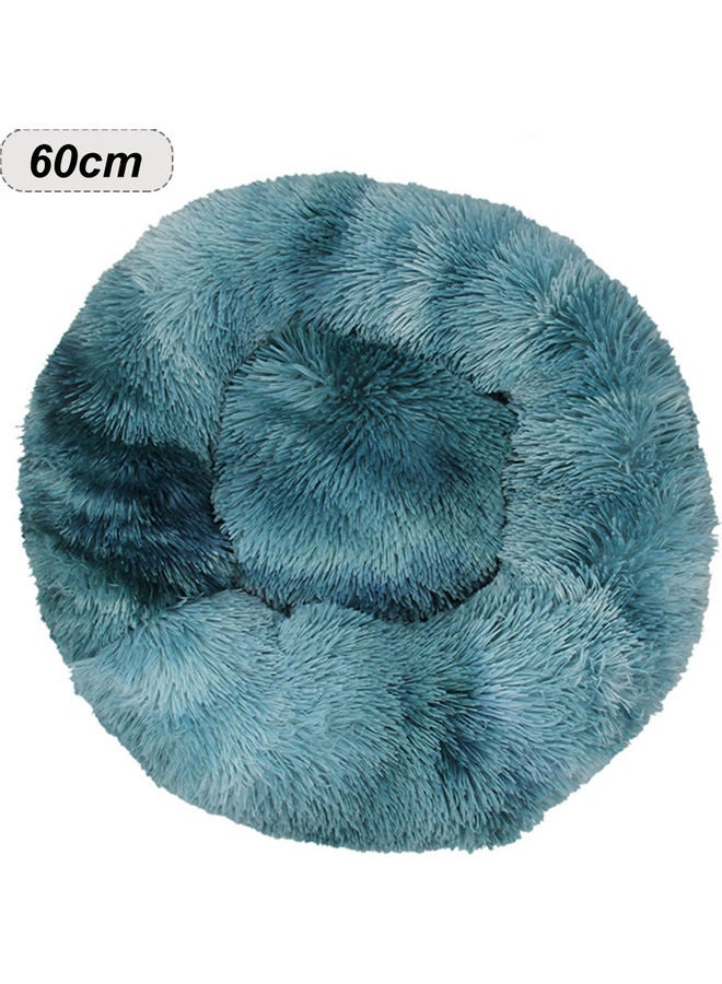 NIBEMINENT Faux Fur Pet Cuddler Round Cushion Bed Blue - Image 3