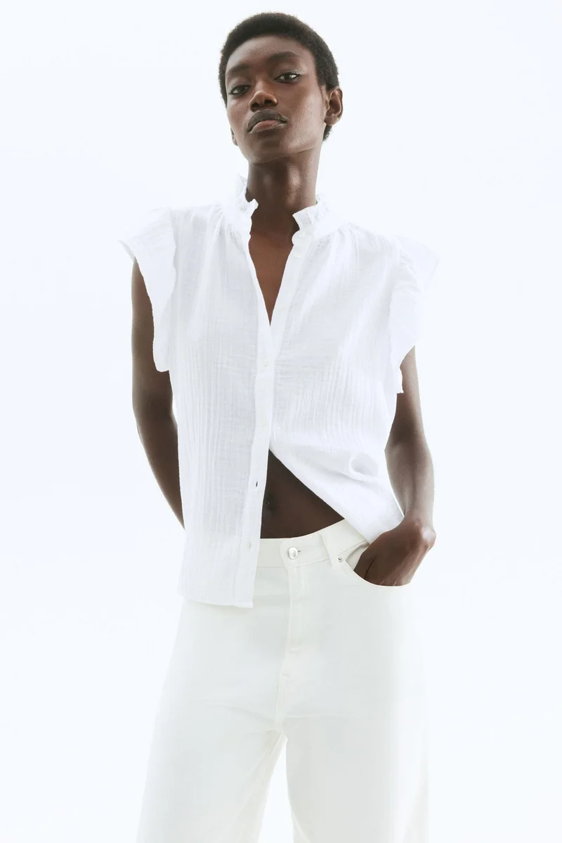 H&M Flutter-sleeved muslin blouse