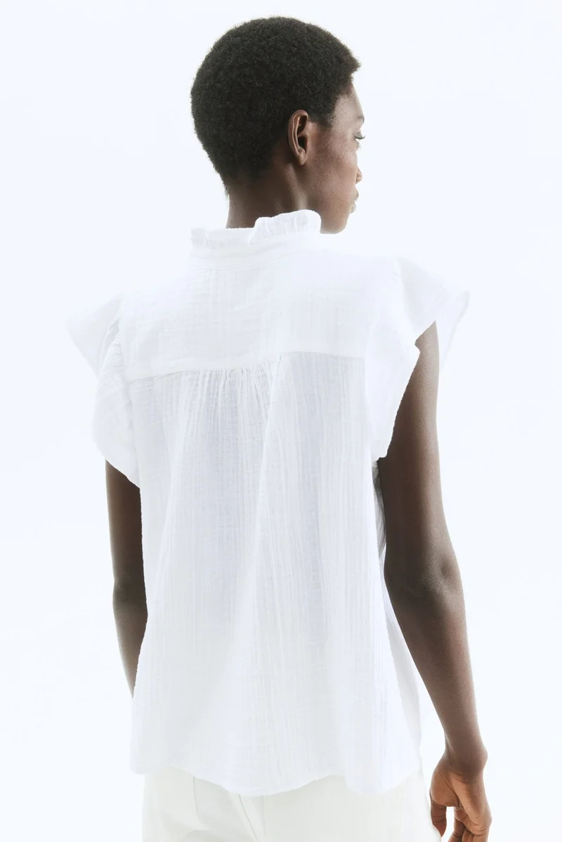 H&M Flutter-sleeved muslin blouse