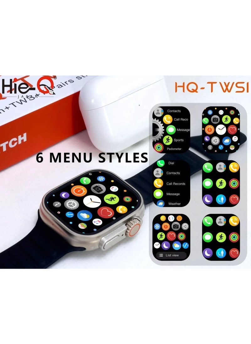 Hie-Q Smart Watch + Wireless Earbuds Combo – Fitness Tracker, Touchscreen Smartwatch with Heart Rate Monitor, Waterproof, Plus High-Quality True Wireless Earbuds for Music and Calls – Perfect Gift Set for Men and Women - Image 1