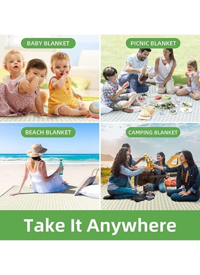 DIOTTI Extra Large Family Picnic,2m*2m Outdoor Beach Blanket, Portable Foldable Picnic Blankets Waterproof Sandproof with Tote, Picnic Mat(Green)  - Image 4