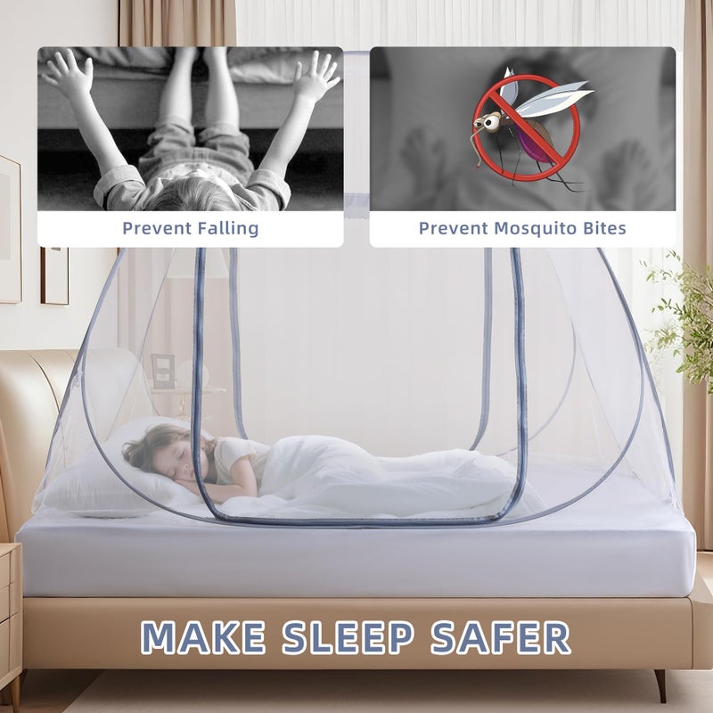 lazyzzz Pop-Up Mosquito Net Tent for Bed, Portable Folding Design Camping Travel Mosquito Tent with Net Bottom for Baby Adults, Easy to Install and Wash for Queen Size Bed 79 x 59 x 59 inch - Image 3