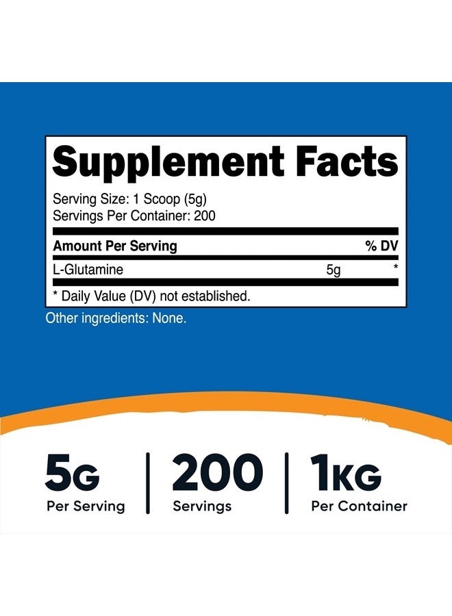 Nutricost مسحوق L-جلوتامين 1 كجم - بدون نكهة، غير معدّل وراثيًا، خالي من الغلوتين - Image 4