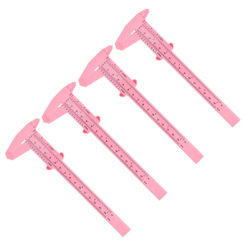 4Pcs Plastic Sliding Caliper Lightweight Manual Measuring Tool for Electronics Jewelry Making Mechanics Portable Pink - Image 2