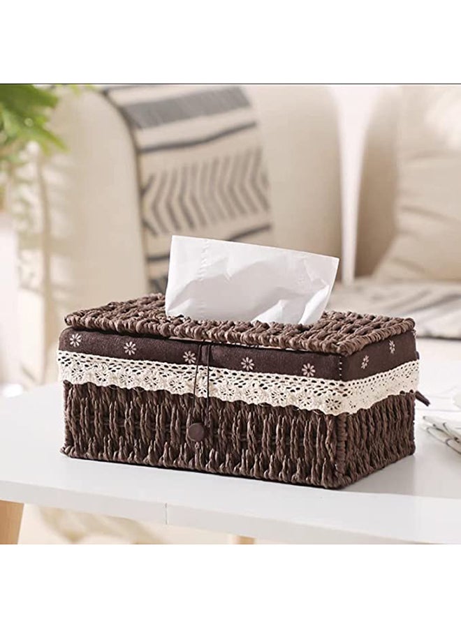 HOME TASTE Hometaste Hand-Woven Elegance Premium Tissue Box Cover Collection For Home, Living Room, Bedroom, Car, And Table Decoration - Napkin Holder, Tissue Dispenser (Brown)