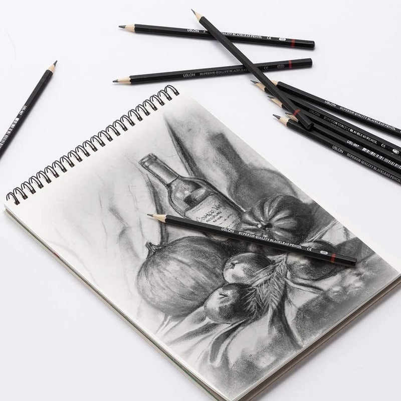 GALV GALV artist pencil for sketching drawing art with metal case b 2b 3b 4b 5b 6b 7b 8b hb h 2h f artist sketching pencil set,graphite pencils,perfect for drawing and shading(black)(12 pcs)(10x18.5 cm)  - Image 5
