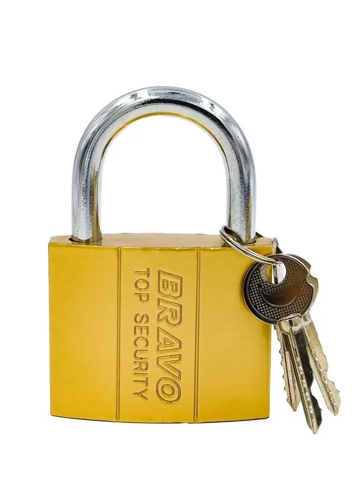 برافو القفل عالي الجودة متين وآمن. يتوفر بنماذج مختلفة، منها نماذج عالية الأمان بثلاثة مفاتيح (38 مم)، ونماذج أخرى بأعداد وأحجام مفاتيح مختلفة. - Image 1