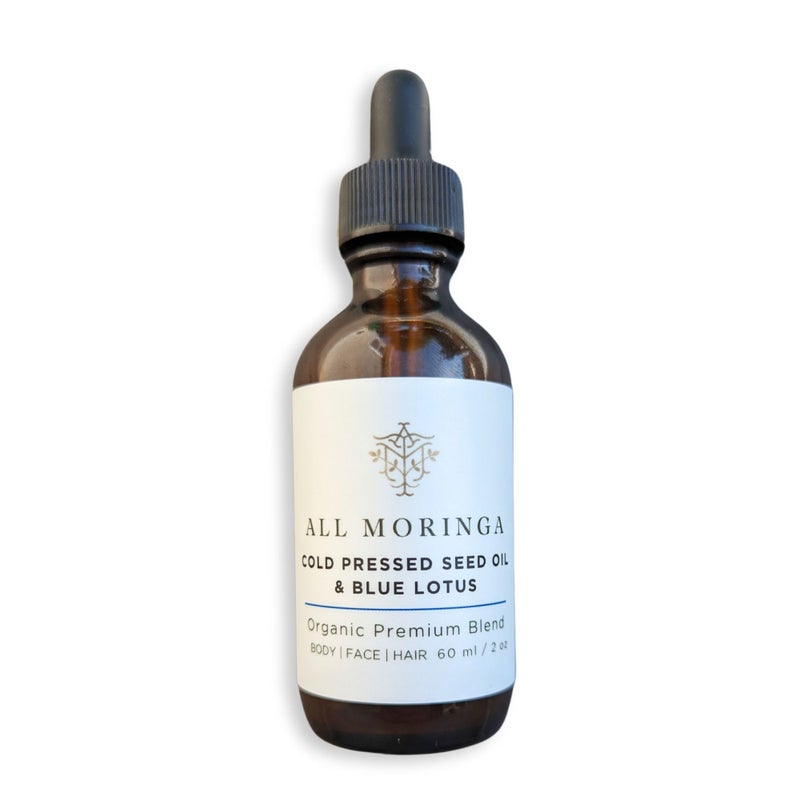 am A M Organic ColdPressed Moringa Seed Oil Blue Lotus Absolute 2oz Premium USAMade Facial Hair Oil