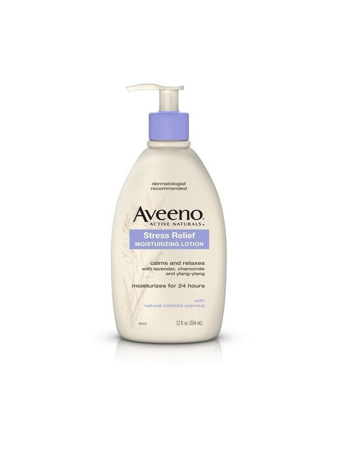 Aveeno Stress Relief Moisturizing Body Lotion with Lavender, Natural Oatmeal and Chamomile & Ylang-Ylang Essential Oils to Calm & Relax, 12 fl. oz (Pack of 2)