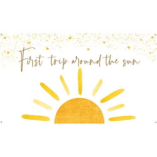 OSNIE Boho First Trip Around The Sun First Birthday Photography Backdrop Banner Muted Sunrise Wall Hanging Decor Sun Theme 1st Birthday Party Photo Background Decoration Supplies for Boys Girls - Image 1