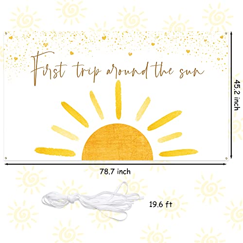 OSNIE Boho First Trip Around The Sun First Birthday Photography Backdrop Banner Muted Sunrise Wall Hanging Decor Sun Theme 1st Birthday Party Photo Background Decoration Supplies for Boys Girls - Image 2