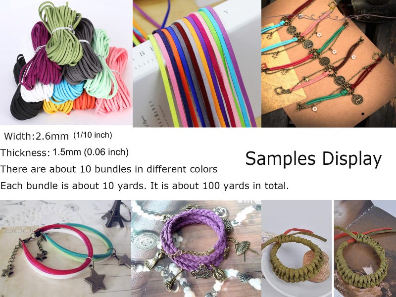 PAMIR TONG Faux Leather Cord for Jewelry Making 100 Yards 2.6mm 10 Bundles Colored Suede String Rope for Bracelet DIY Crafting Cord for Necklace-Dream Catcher Supplies-Hat- Walking Stick - Image 5