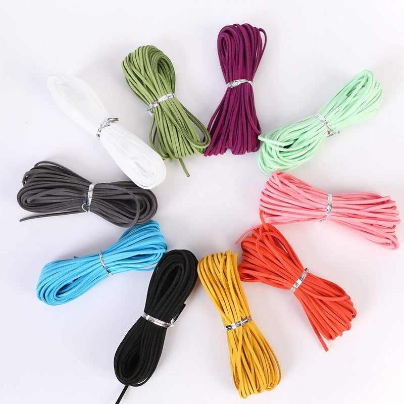 PAMIR TONG Faux Leather Cord for Jewelry Making 100 Yards 2.6mm 10 Bundles Colored Suede String Rope for Bracelet DIY Crafting Cord for Necklace-Dream Catcher Supplies-Hat- Walking Stick - Image 4