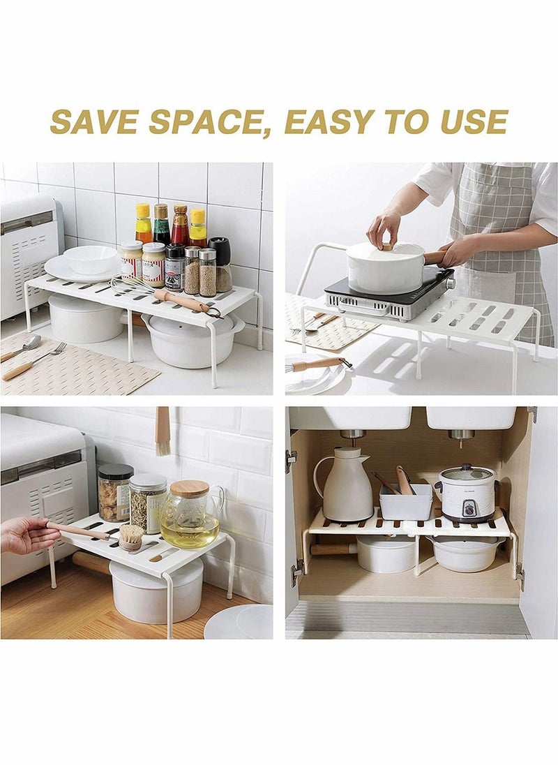 HomarKet - Expandable Kitchen Storage Shelf Rack Stackable Pantry Shelves Kitchen Cabinet Counter Shelf Cupboard Storage Organizer Space Saving for Tableware Seasoning - Image 1