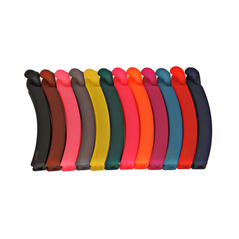 ACCESSHER Accessher Acrylic Material Daily and Casual Wear Banana ClipsHair ClipsClaw Clips with Tight Grip Pack of 12 in Shiny 12 Colours for Women and Girls Multi1 - Image 1