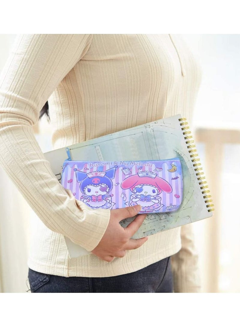 KASTWAVE 3 Pcs Black Kuromi Pencil Case for Girls, Cute Kuromi Pencil Bag Stationary School Supplies Anime Figures Pencil Case with Smooth Zip PU Storage Pouch Make Up Cosmetic Bag Cute Pencil Case  - Image 4