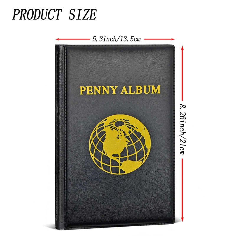 Xxmbbjy 160 Pockets Pressed Penny Collecting Album Book, 10 Sheets Pressed Penny Collection Sleeves, Portable Pressed Penny Album Book Holder for Collectors, Suitable for Travel or Work, Black - Image 3