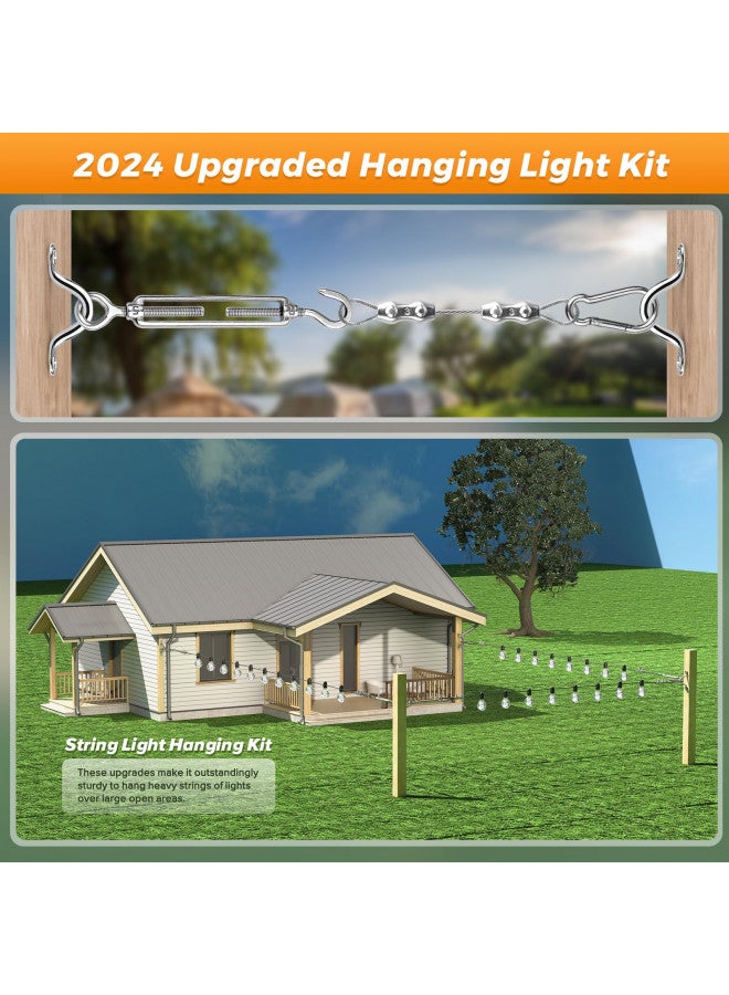 Ancectree Ancectree String Light Hanging KitGuide Wire for Outdoor String Lights,Vinyl Coated Wire Rope/Cable Outdoor Light Guide Wire,Include 182fts 304 Stainless Steel Wire Cable, Turnbuckle and Hooks  - Image 3