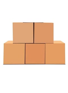 ECVV [5 Pack] Large Double Wall 100% Recyclable Corrugated Cardboard Moving Boxes with 32 KG Capacity, 45 x 45 x 70 cm Brown Carton for Packaging, Shipping and Storage, 5 ply  - Image 1