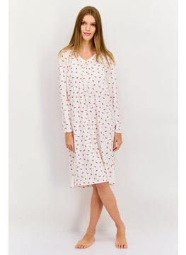 Carole Hochman Women Allover Print Sleepwear Dress, Ivory  - Image 1