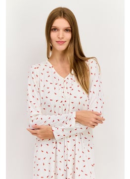 Carole Hochman Women Allover Print Sleepwear Dress, Ivory  - Image 2