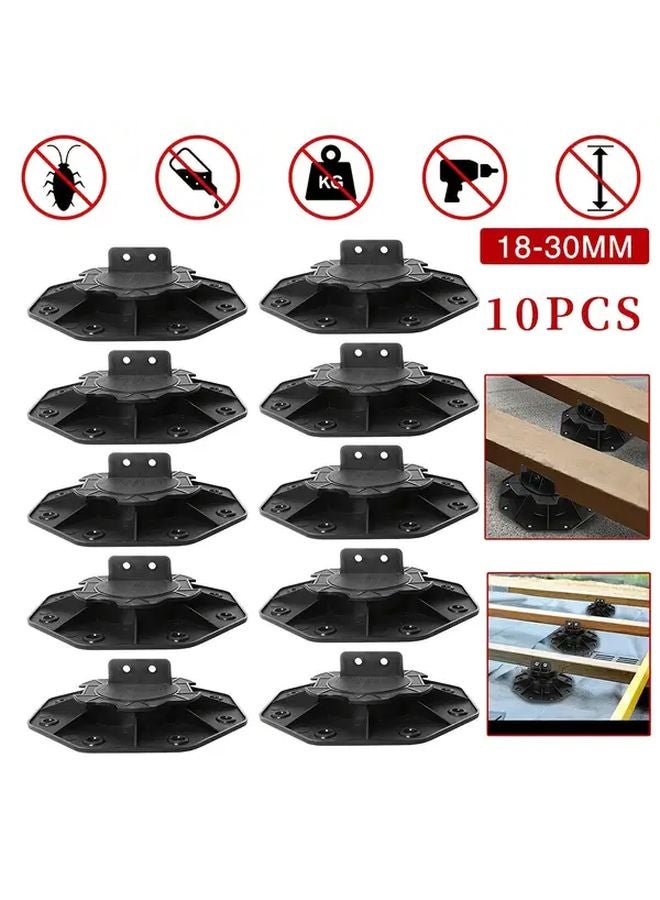 10 Pcs Recycled Polypropylene Decking Pedestal Riser 18 30mm Height Adjustment - Image 2