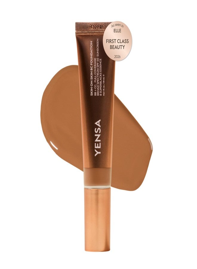 YENSA BC Foundation - Full Coverage Foundation, CC & BB Cream In One with SPF 40 - Enriched With Hyaluronic Acid & Peptides to Hydrate & Firm Skin - Korean Skin Care Makeup - Tan Golden (1 oz) - Image 1