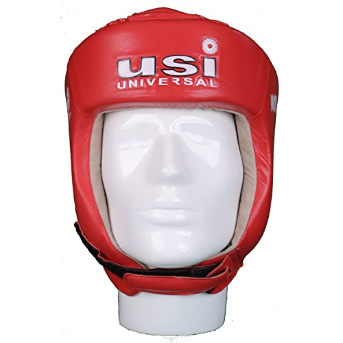 USI UNIVERSAL Boxing Headguard, 615CG Amateur Contest Headguard, Hide Leather, Multiple Layers of Padding for Greater Shock Absorbing Adjustable Web Closure & Strap(Size S, Red) - Image 2