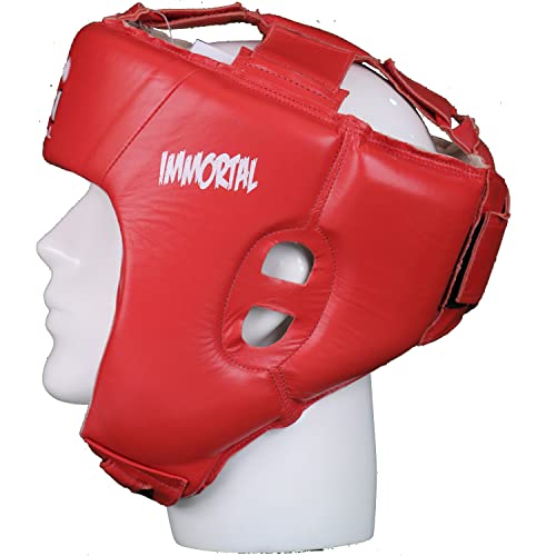 USI UNIVERSAL Boxing Headguard, 615CG Amateur Contest Headguard, Hide Leather, Multiple Layers of Padding for Greater Shock Absorbing Adjustable Web Closure & Strap(Size S, Red) - Image 3