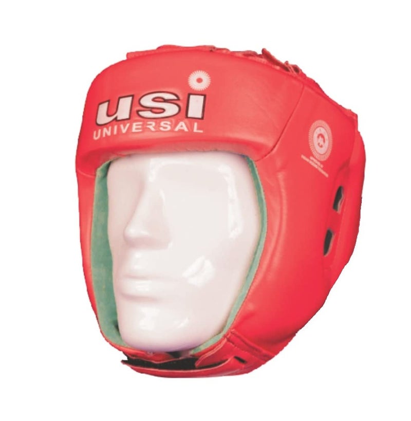 USI UNIVERSAL Boxing Headguard, 615CG Amateur Contest Headguard, Hide Leather, Multiple Layers of Padding for Greater Shock Absorbing Adjustable Web Closure & Strap(Size S, Red) - Image 1