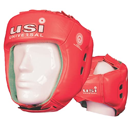 USI UNIVERSAL Boxing Headguard, 615CG Amateur Contest Headguard, Hide Leather, Multiple Layers of Padding for Greater Shock Absorbing Adjustable Web Closure & Strap(Size S, Red) - Image 4
