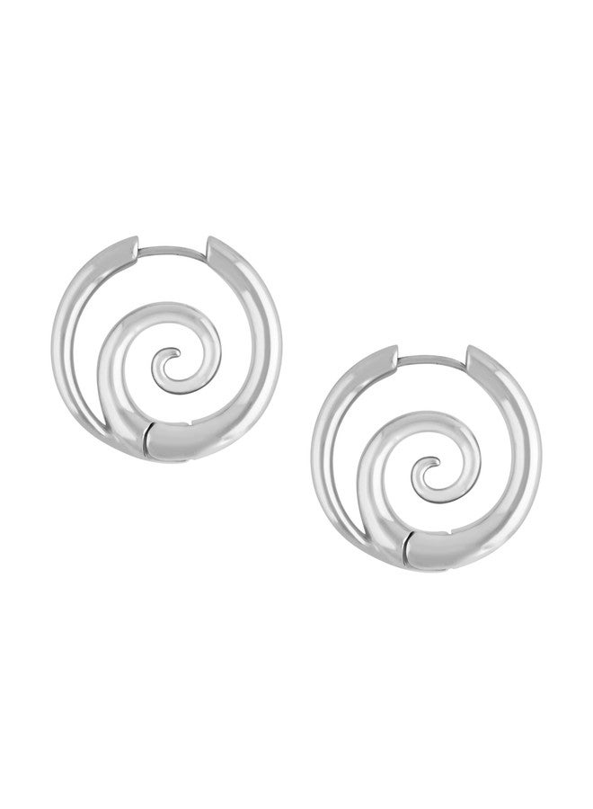 Sacina Silver-tone Sprial Hoop Earrings, Gothic Emo Punk Grunge Boho Vintage Earrings, Goth Jewelry, Christmas Jewelry Gift for Women - Image 1