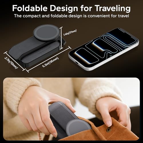 Eazpower 3 in 1 Foldable Wireless Charging Station for MagSafe, Nightstand Magnetic Charger Stand for iPhone 17 16 15 14 Pro Max, Travel Charging Dock with Night Light for Apple Watch/AirPods (Black) - Image 3