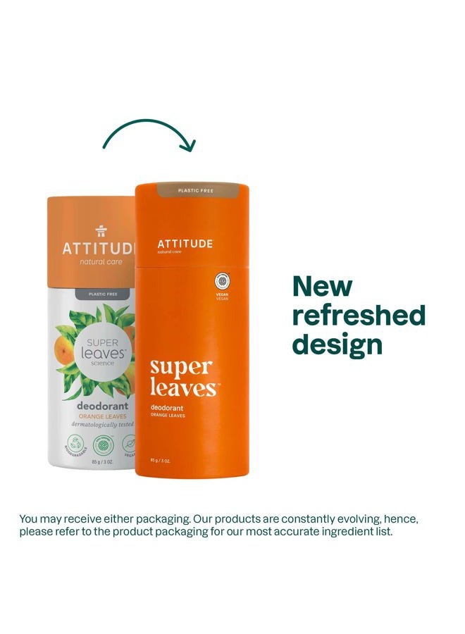 Attitude Plastic-Free Deodorant, EWG Verified, Aluminum Free, Vegan Naturally Sourced Body Deodorants for Women & Men, Dermatologically Tested, Orange Leaves, 3 Ounces - Image 2