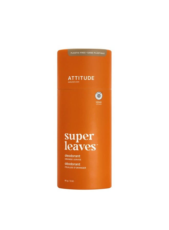 Attitude Plastic-Free Deodorant, EWG Verified, Aluminum Free, Vegan Naturally Sourced Body Deodorants for Women & Men, Dermatologically Tested, Orange Leaves, 3 Ounces - Image 1