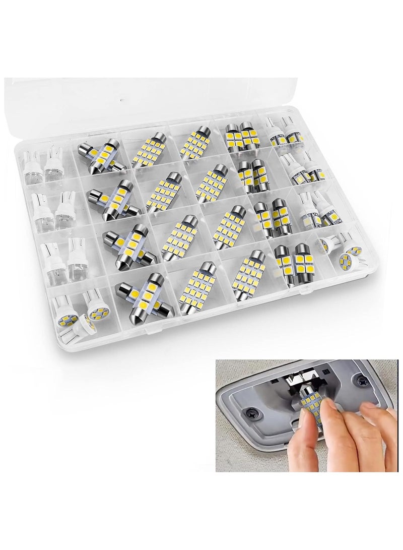 RATSAW Car LED Lights Interior 42pcs Bulb Kit Set Super Bright White Car LED Dome Map Interior Tail Cab Lights LED Interior Car Lights Bulb for Your Car Trucks Width Lamp - Image 1
